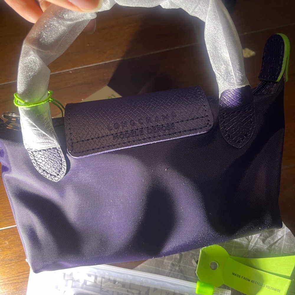 Longchamp Purple Nylon Mini Shoulder Bag with Textured Flap - Picture 6 of 6